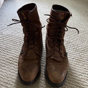 Justin Boots Brown Leather Lace-Up Work Boots